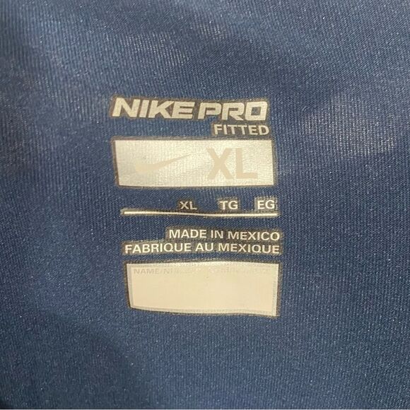 Nike Pro Navy Short Sleeve Athletic T-Shirt - Picture 3 of 3
